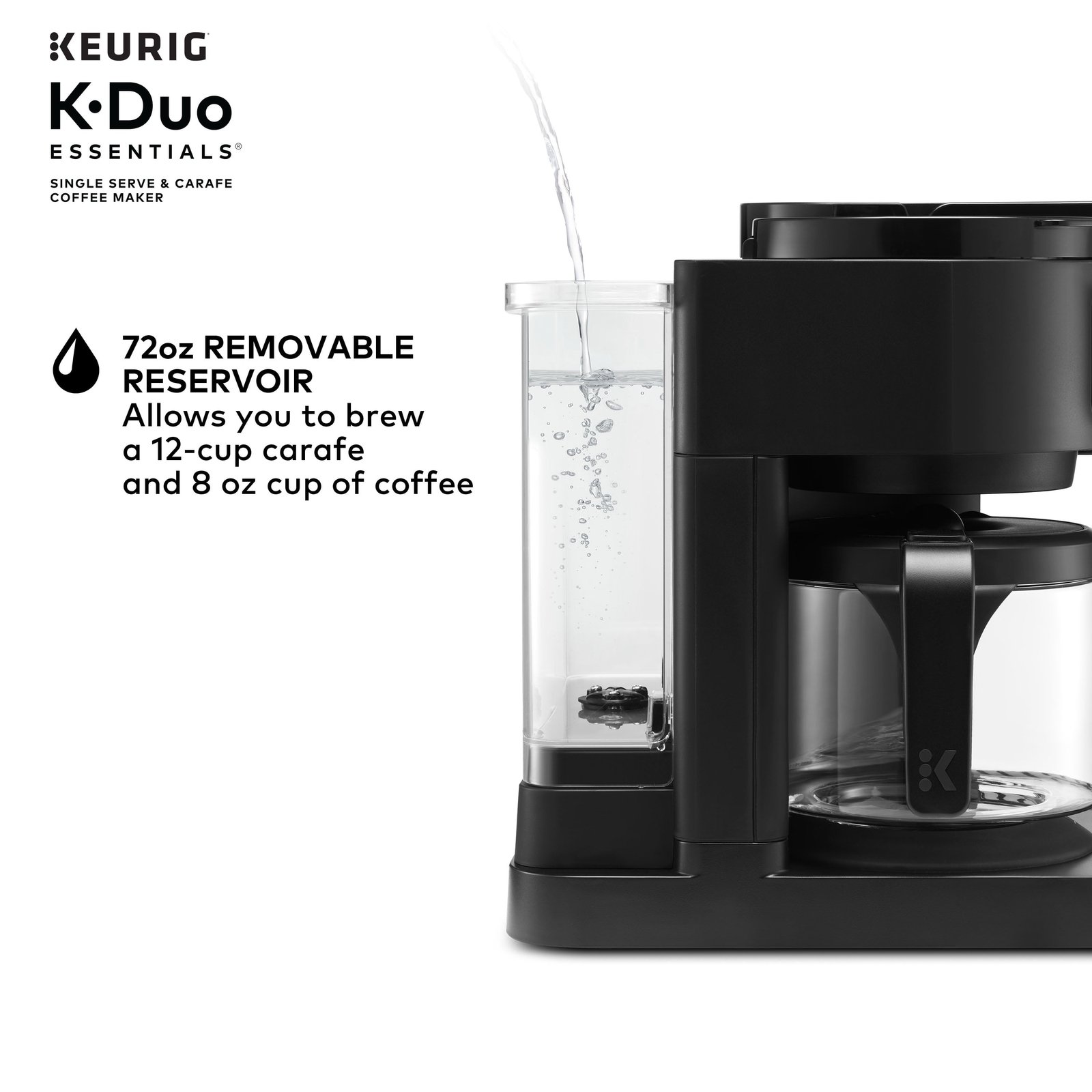 Keurig K-Duo Essentials, Hot & Iced Single-Serve K-Cup Pod Coffee Maker & Carafe, Black