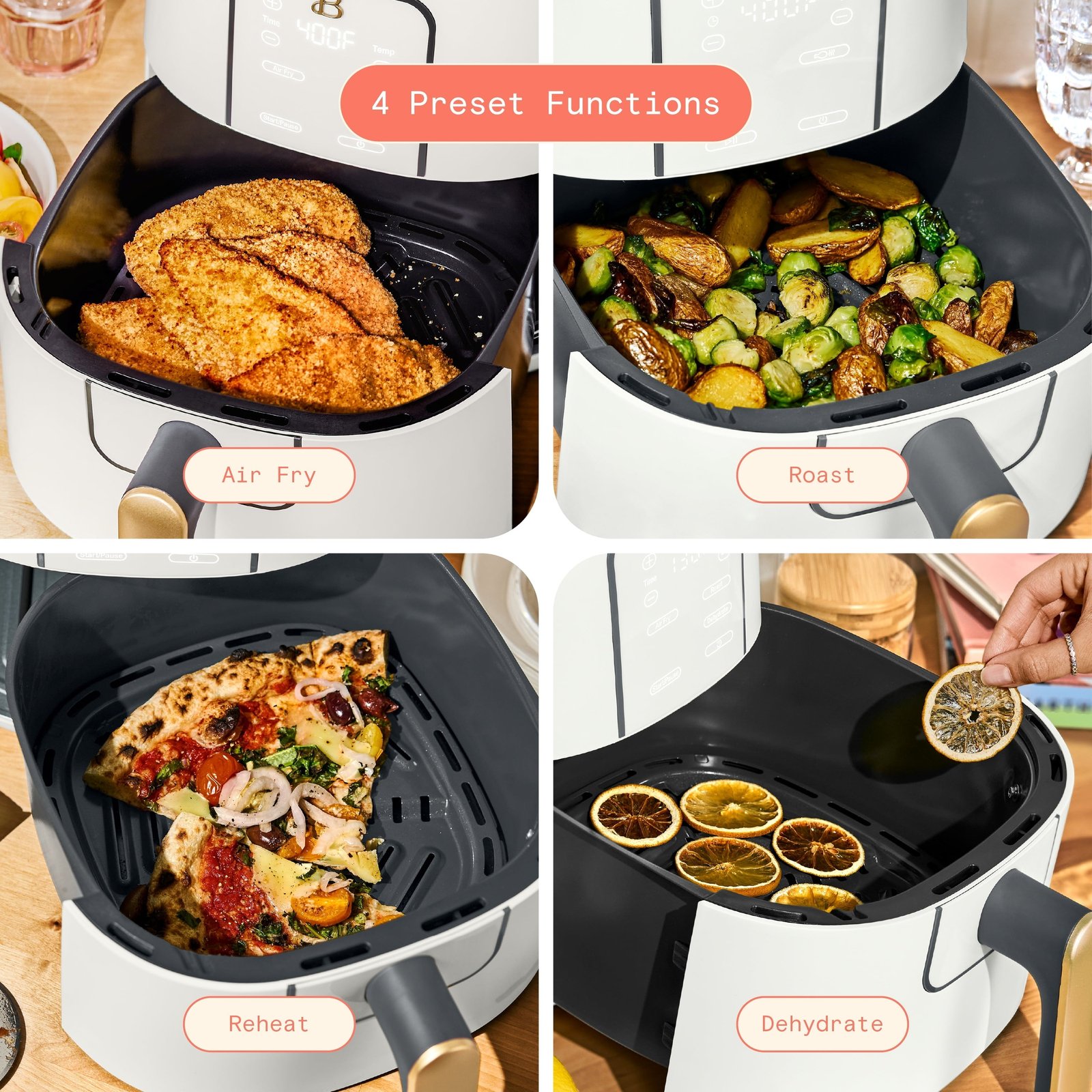 Beautiful 6qt Air Fryer with TurboCrisp Technology, EverGood Ceramic Nonstick Coating, White Icing by Drew Barrymore