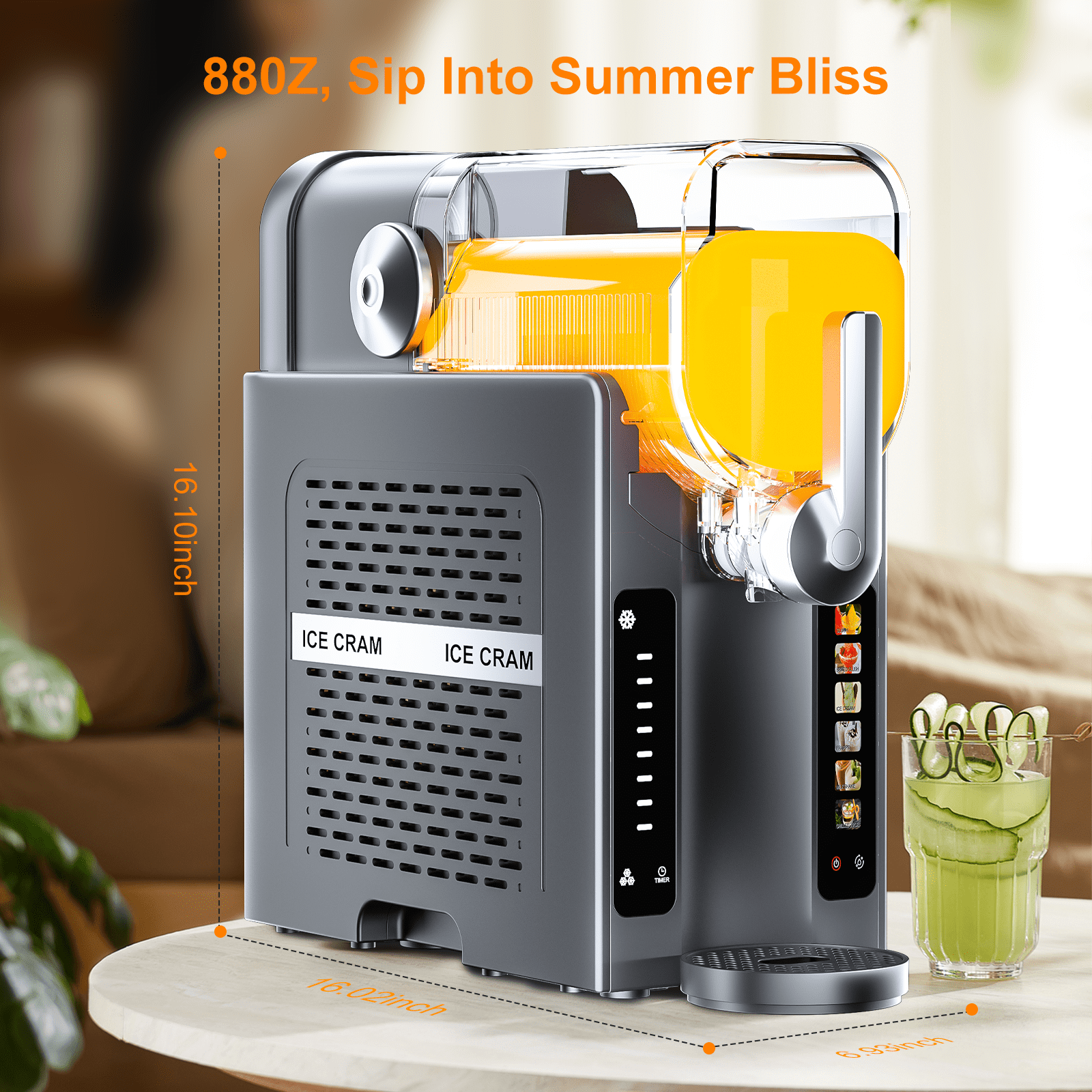 Nyzgax Multifunctional Ice Cream & Slushie Maker, All-in-One Frozen Treat Machine, Real-Time Temp Display, 6 Preset | Frozen Margaritas, Cocktails, Frappés, Ice Cream, Smoothies, Milkshakes