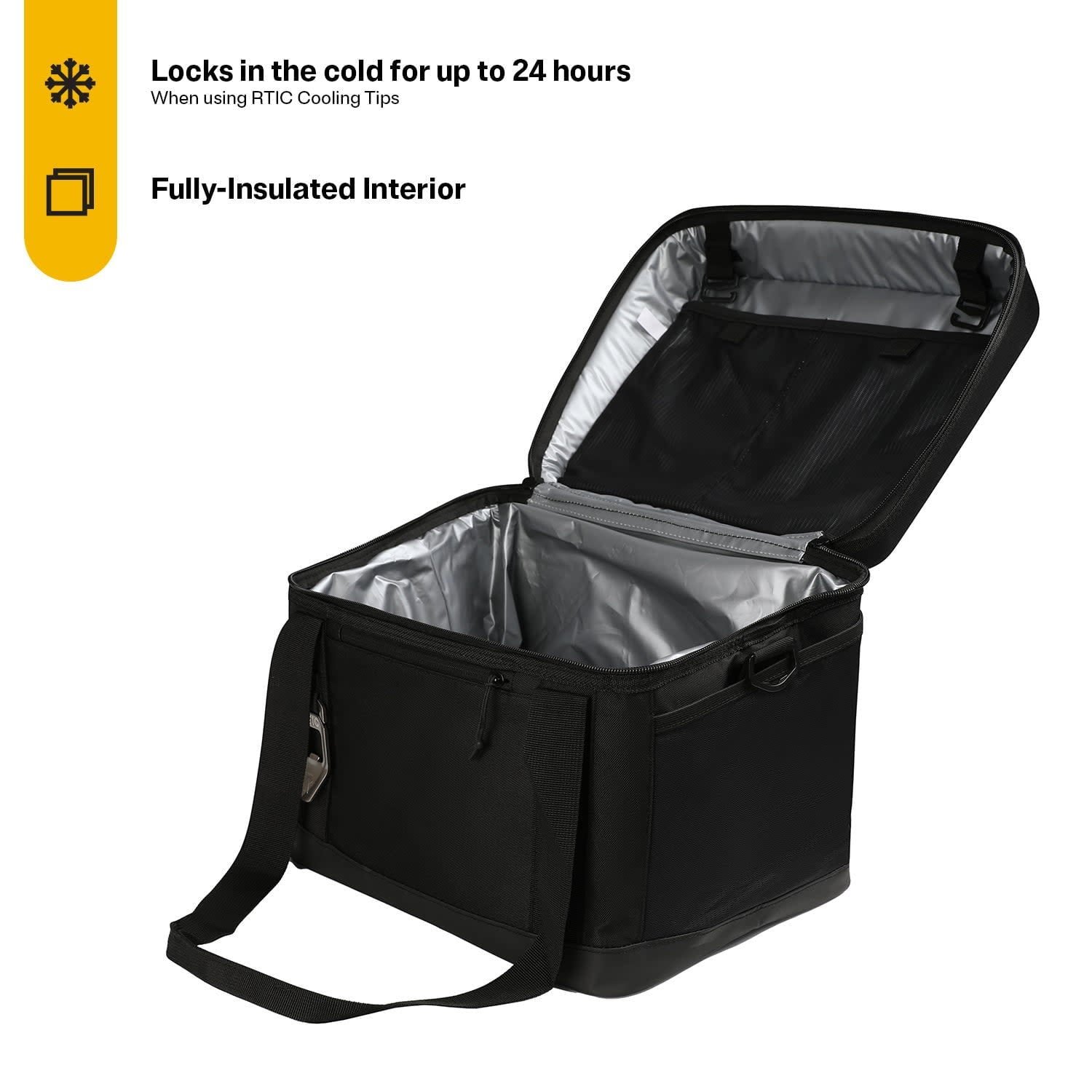 RTIC 28 Can Everyday Soft Cooler, 27 qt Collapsible with Bottle Opener, Black