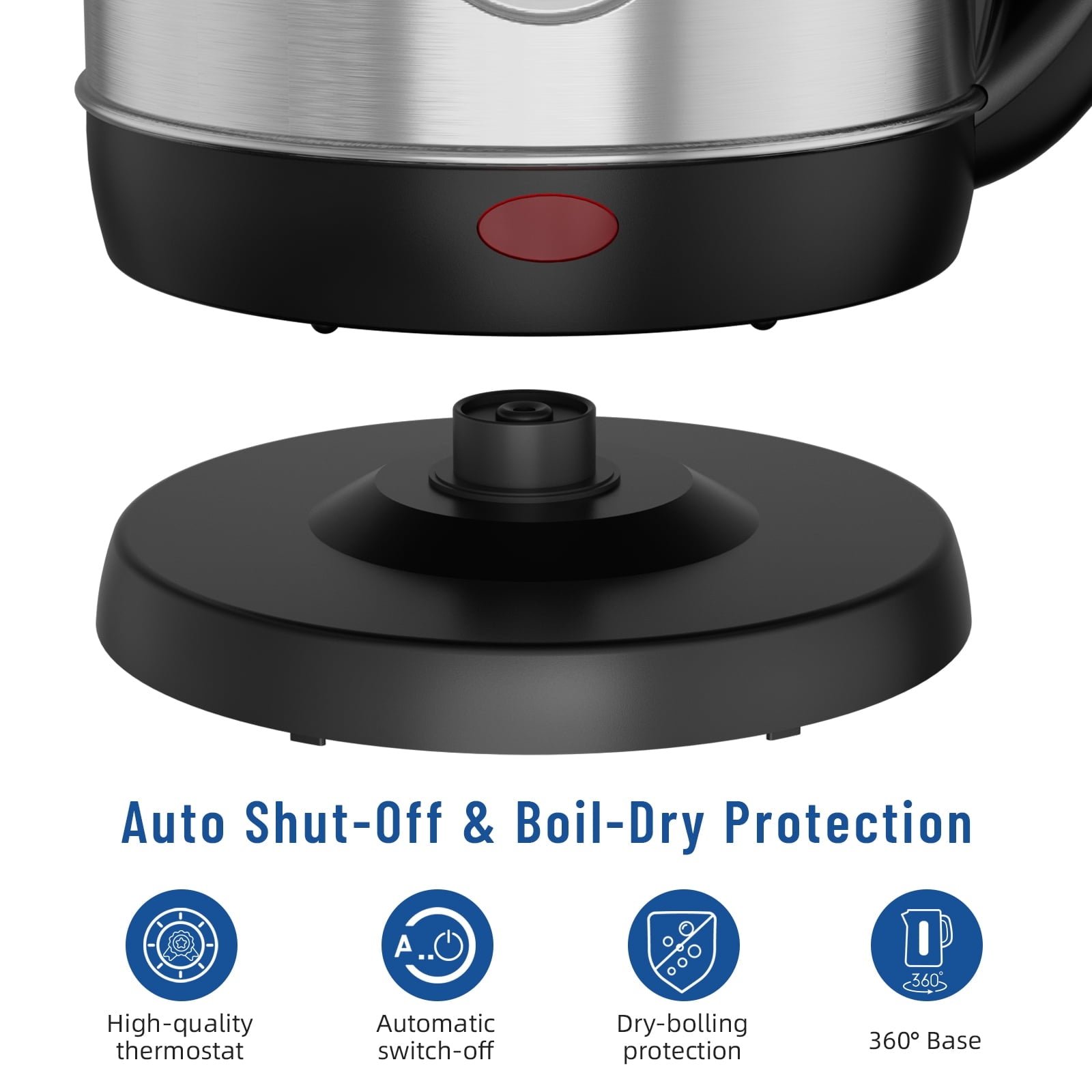 CACHOO Electric Tea Kettle, Water Boiler & Heater, 1.8 Liter, Cordless Serving, 1200 Watts, Fast Boiling, Auto-Shutoff, Boil-Dry Protection, Stainless Steel