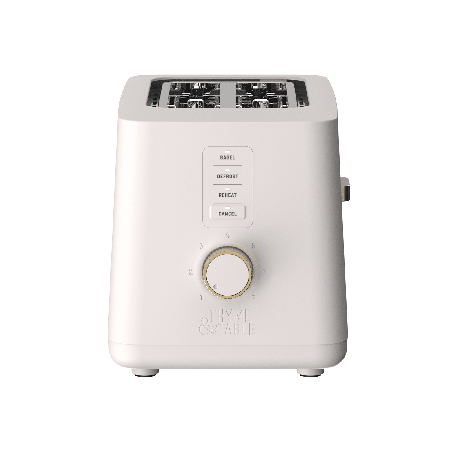 Thyme & Table 2-Slice Toaster, Extra-Wide Slots with Slide-Out Removable Crumb Tray, Sand White