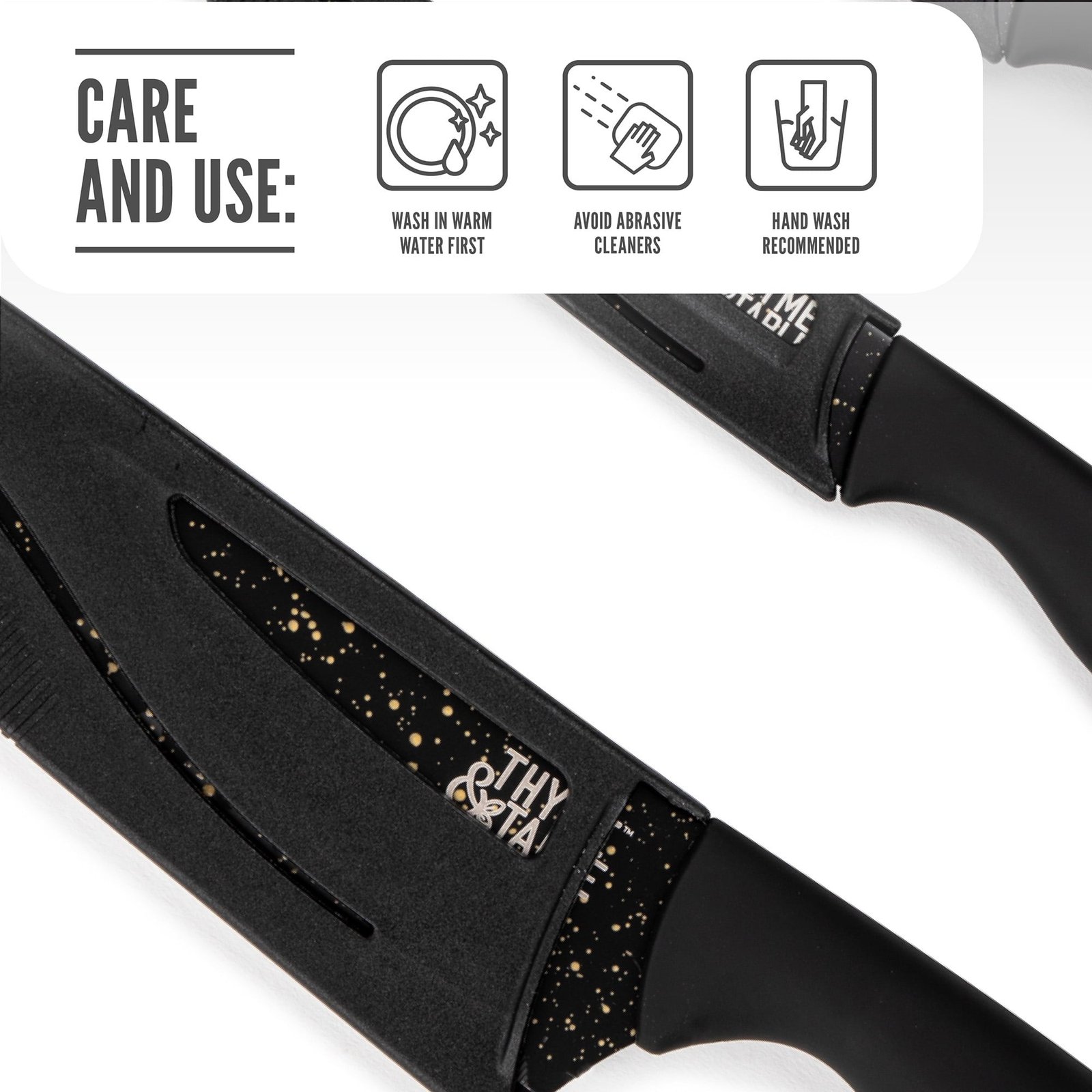 Thyme & Table Non-Stick Coated High Carbon Stainless Steel Speckled Kitchen Knives, 3 Piece Set