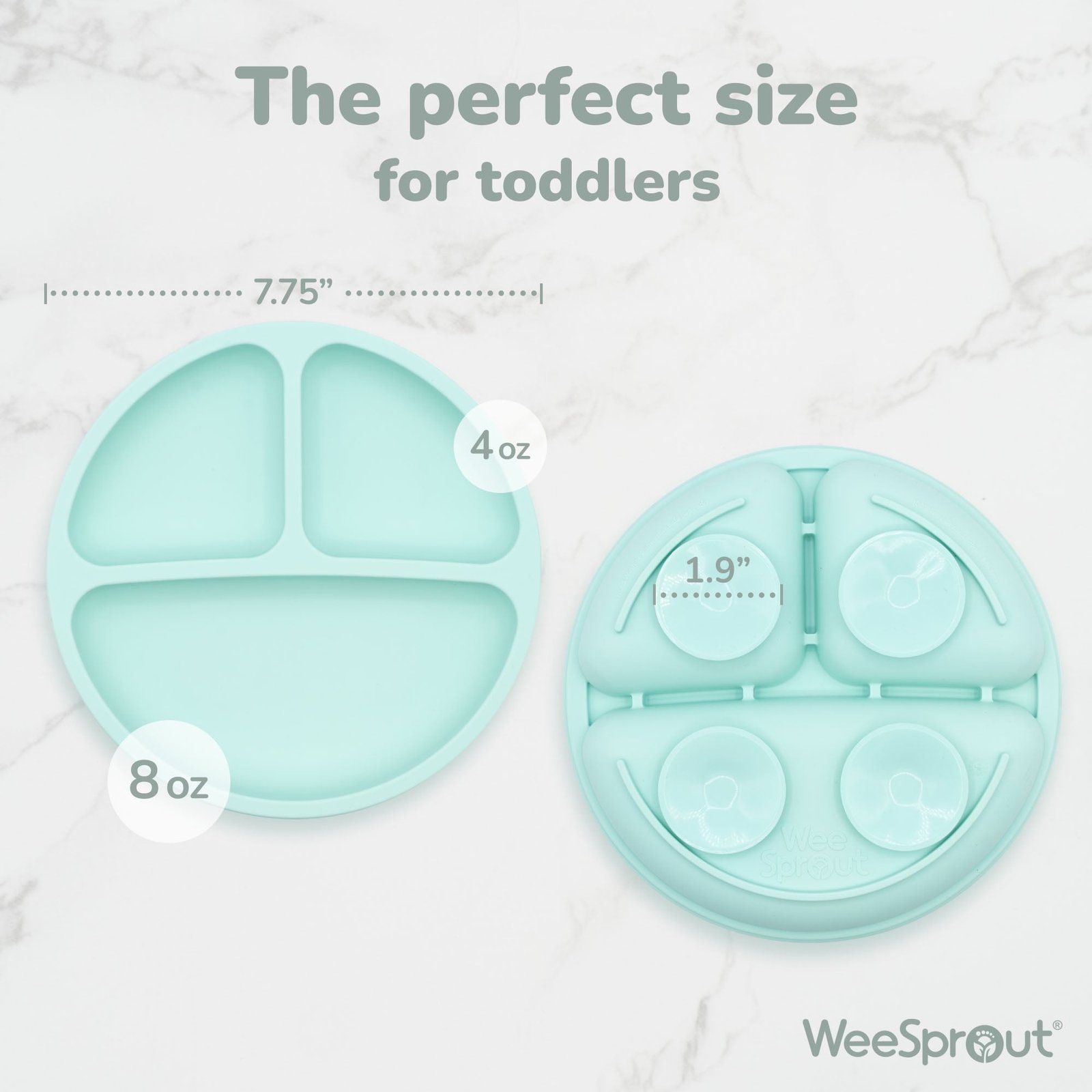 WeeSprout Suction Plates with Lids for Babies & Toddlers, 100% Silicone, Dinnerware Stays Put, 3-Pk
