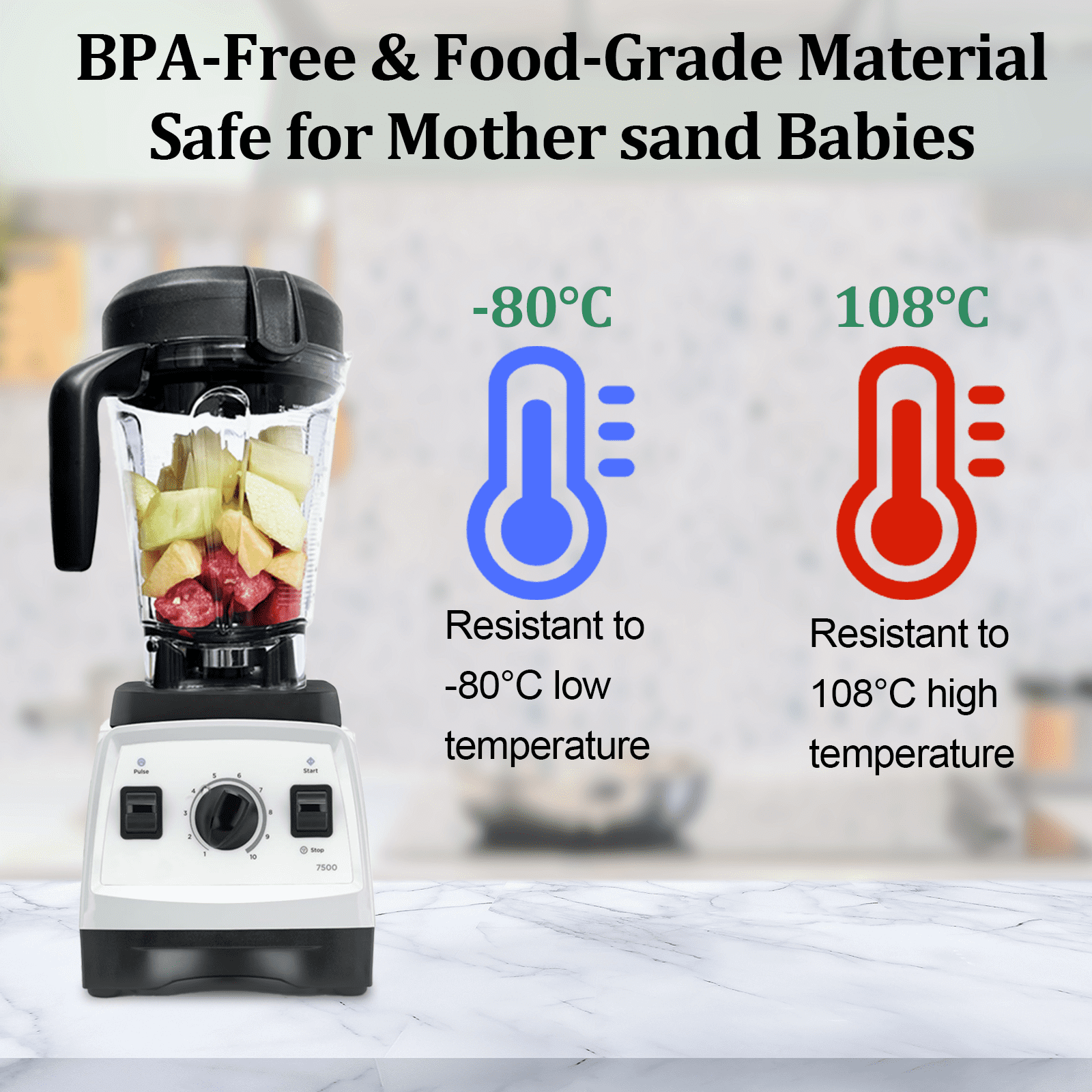 For Vitamix Blender Pitcher 64oz Low-Profile, Replacement Pitcher for Vitamix 750 5200 7500 6300 Vm0103 Vm0197 E310 G/Classic C/Explorian/Commercial series etc